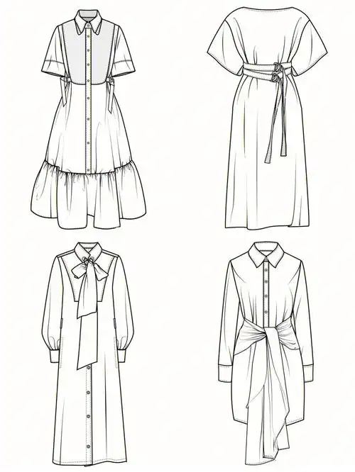 连衣裙正反面服装款式图服装设计12