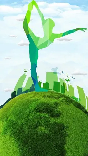 绿色地球人物h5背景素材