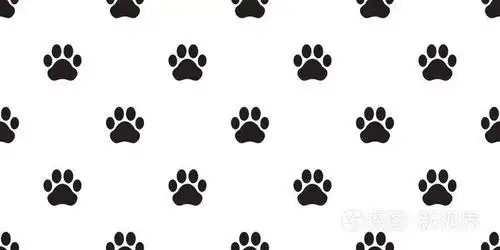 狗爪无缝图案矢量足迹小狗围巾隔离瓷砖背景重复壁纸卡通