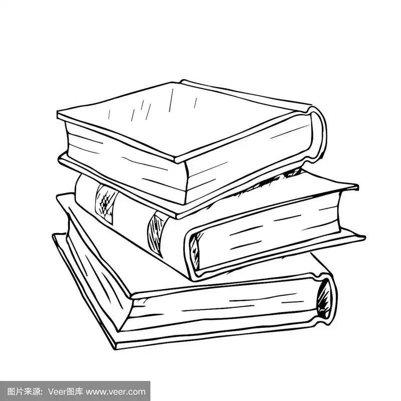 手绘一叠书.向量