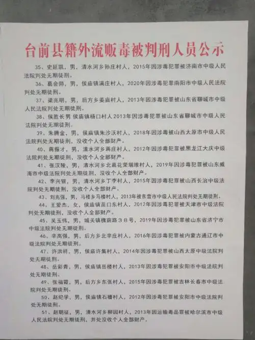 这51名濮阳人因贩毒被判刑公示!死刑,无期徒刑!