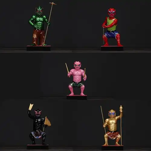 福盛东极彩k金五鬼神像树脂彩绘五鬼财神佛像居家供奉佛像批发