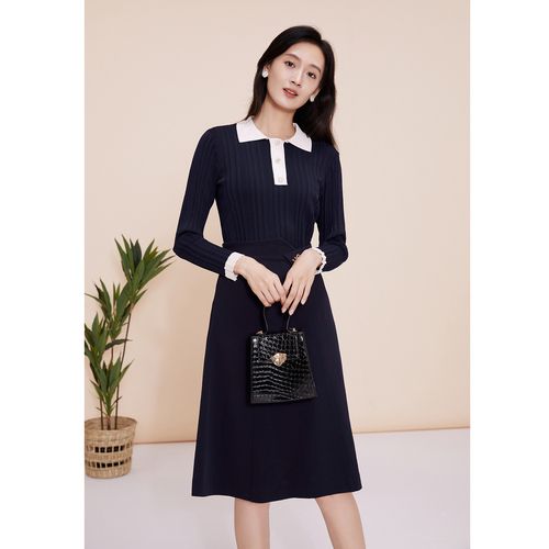 yiner音儿女装春季时尚撞色修身设计感针织衫