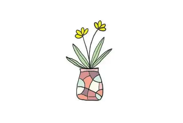 植物盆栽简笔画图片带颜色
