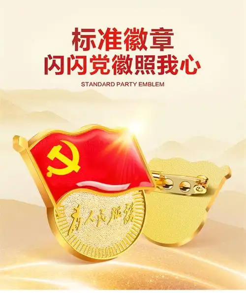 良米兮 党徽胸章标准型为人民服务党徽磁扣别针式党员胸章磁铁扣 别针