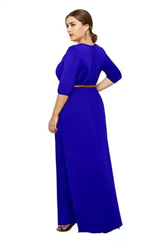2019 plus size maxi long summer ladies dress women 湖蓝色 m