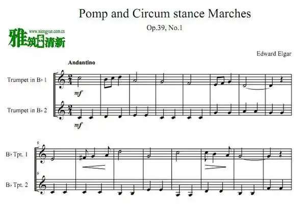 埃尔加 威风堂堂进行曲小号二重奏谱