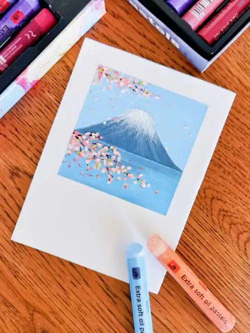 油画棒no10富士山新手附步骤色号