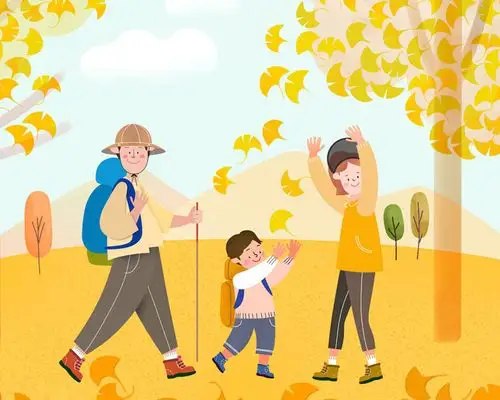 卡通秋天风景亲子活动psd素材