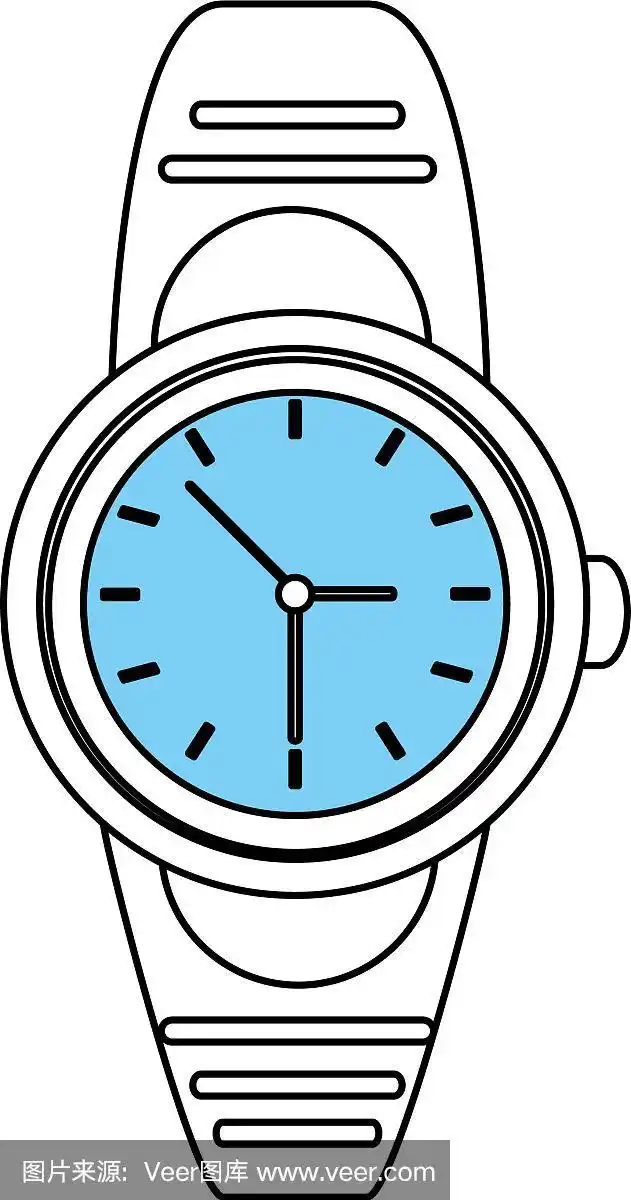 模拟男性腕表素描彩色剪影