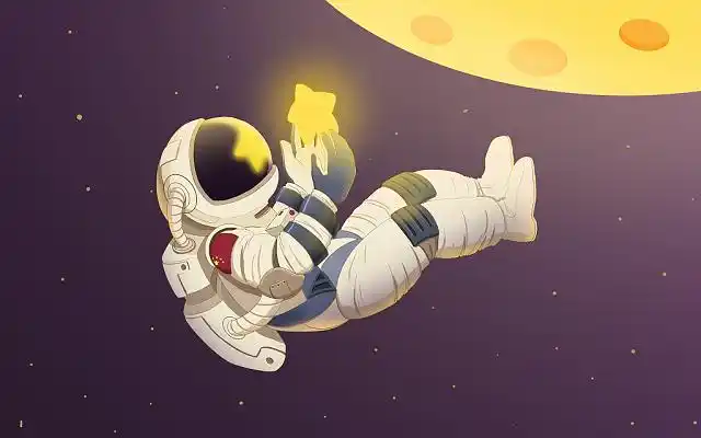 手绘宇航员动作人物素材原创插画海报航天日宇航员蓝色科技感卡通里空