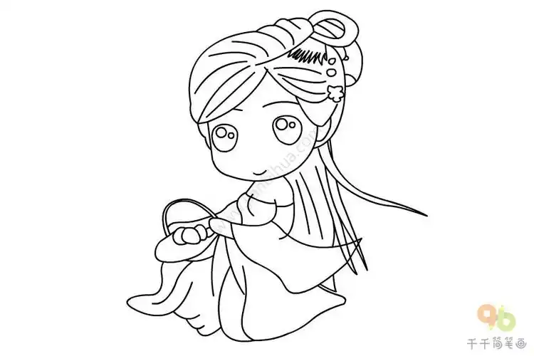 q版人物美丽古风女子简笔画_古代人物简笔画