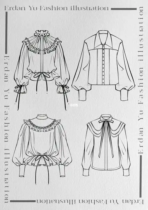 褶皱和衬衫也是百搭的～#服装款式图  #fashionillustration  #er