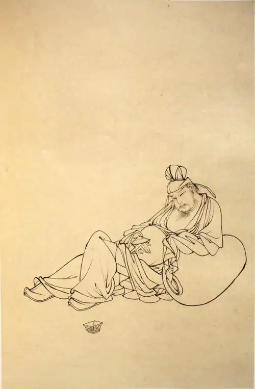 蔡岚工笔白描人物1