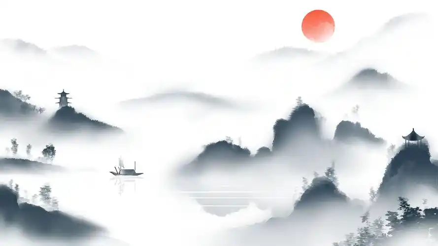 中国古风水墨风景背景视频pr模板