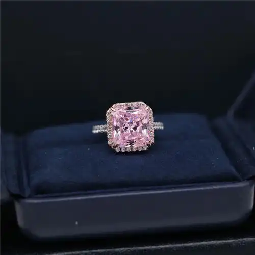 编码hwj58240,海瑞温斯顿925纯银奢华5克拉粉钻戒指