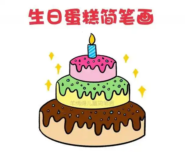 生日蛋糕简笔画彩色生日蛋糕简笔画彩色可爱