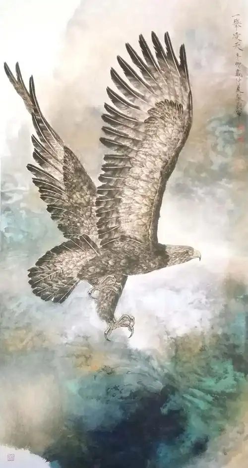 刘军新羽毛画鹰