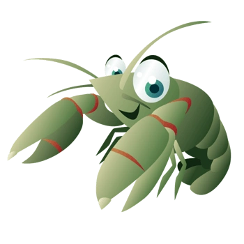 矢量卡通动物绿色大虾