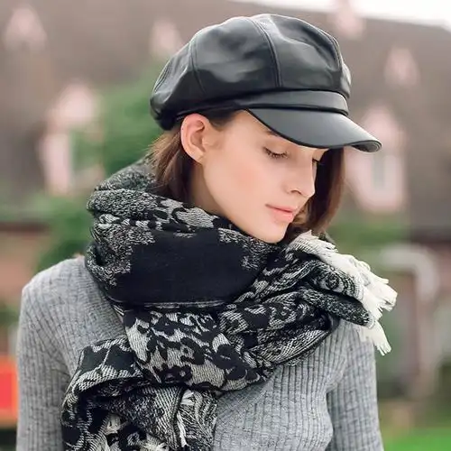 热销范冰冰同款帽子_范冰冰同款八角帽女士秋冬韩版时尚皮质画家帽