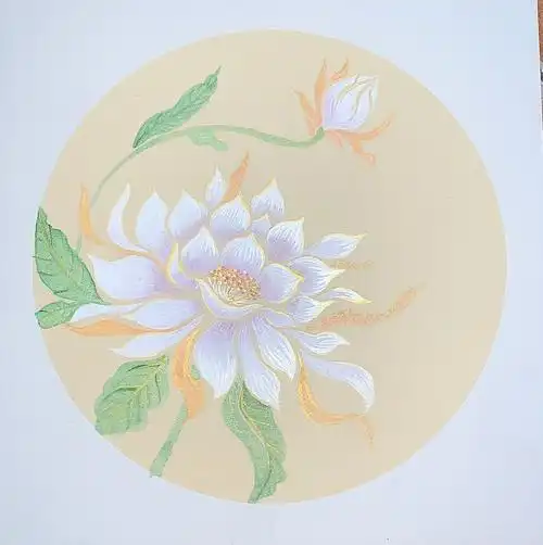 没骨画昙花一现皆是缘附绘画过程