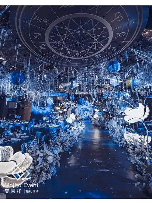 星辰室内主要婚礼策划蓝色星空婚礼布置