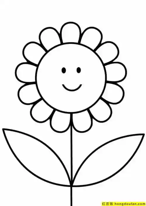 10张生气的高兴的向日葵花朵卡通儿童简笔画-红豆饭小学生简笔画大全