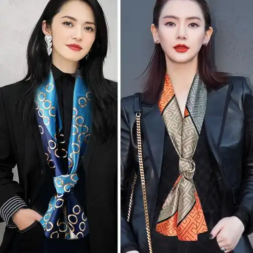 盛世曼尼丝巾复古法式领带女百搭西装春秋冬款洋气时尚薄款方巾韩国