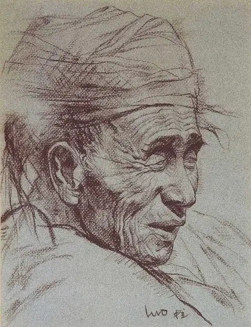 当代中国著名艺术家罗中立素描精品