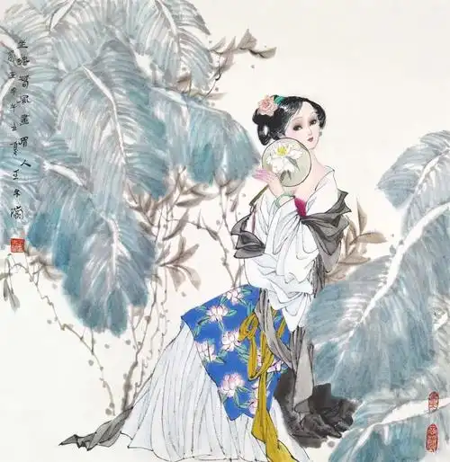 写意水墨仕女画比较晚出,脱胎于工笔重彩的仕女画,但它的前景更广阔些