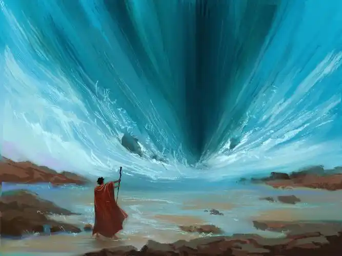 摩西分海(第一次板子画画临摹不知名画师)哇好难,继续加油