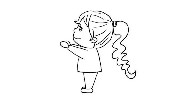 漂亮长头发女孩简笔画儿童