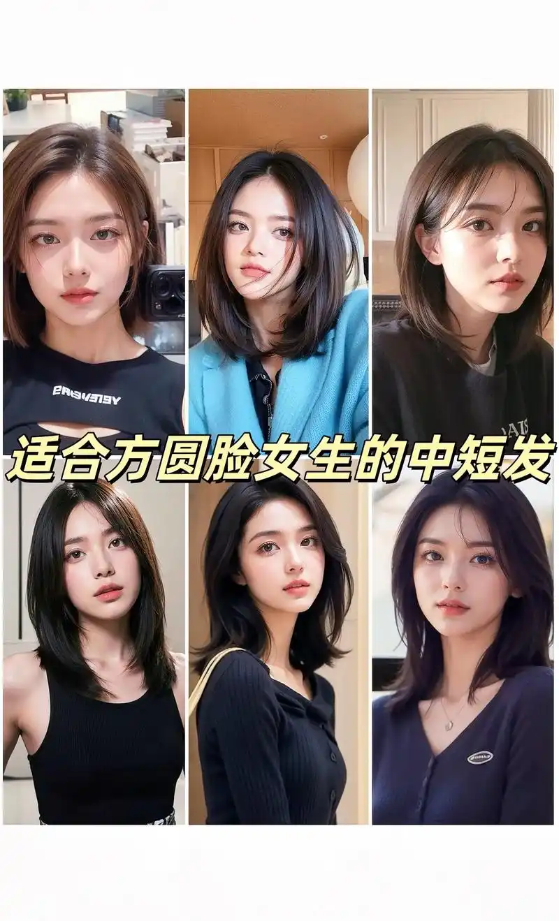 适合方圆脸女生中长短发