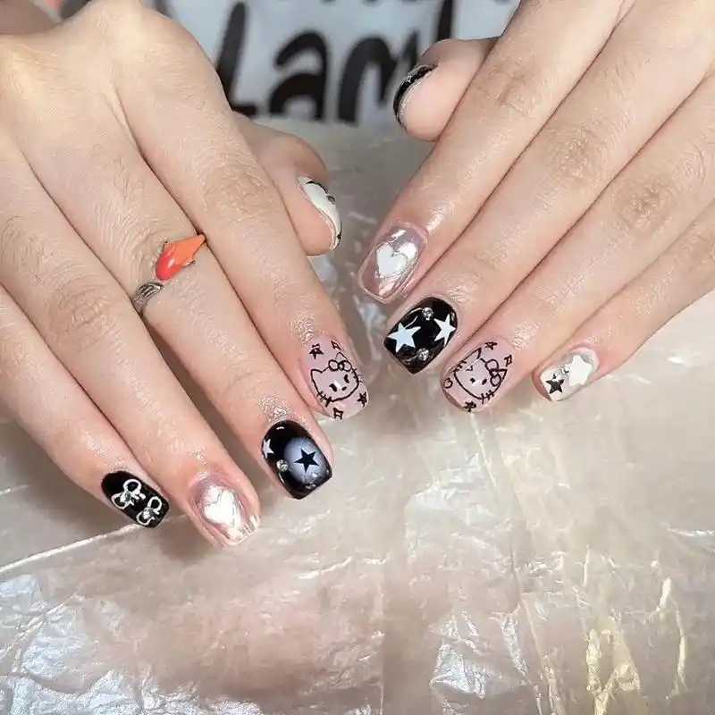 航院内宿舍美甲|手绘美甲.93客照分享 超可爱手绘小猫咪77 - 抖音
