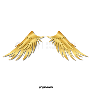 翅膀手绘插画矢量金属金色天使