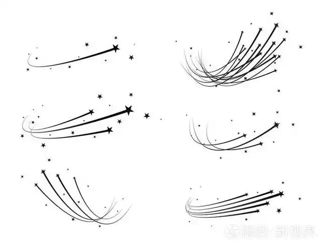 白色背景上的优雅星迹-流星体, 彗星, 小行星插画-正版商用图片08i3