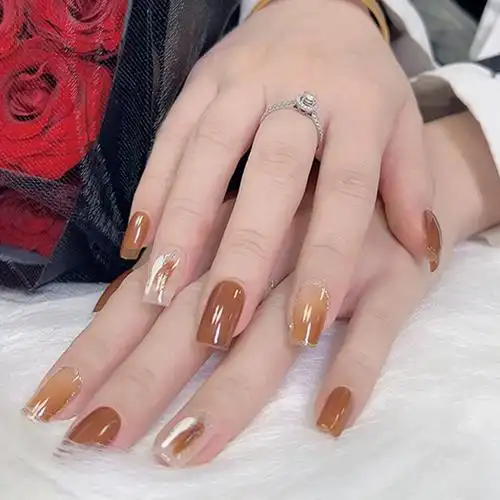 手工穿戴甲片美甲贴片焦糖琥珀网红爆款学生甲片流行可拆卸