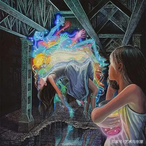 美国艺术家创作的超现实丙烯画作品,创意简直就要爆棚了