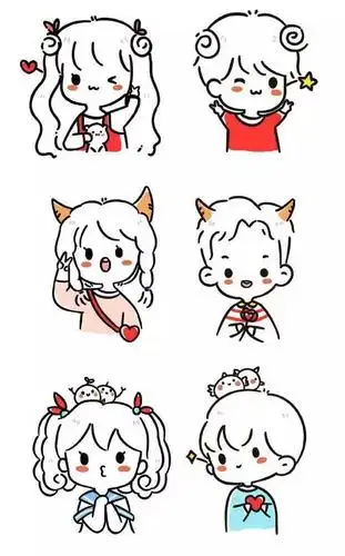 简笔画手账素材:情侣,闺蜜这样画,q萌可爱好创意