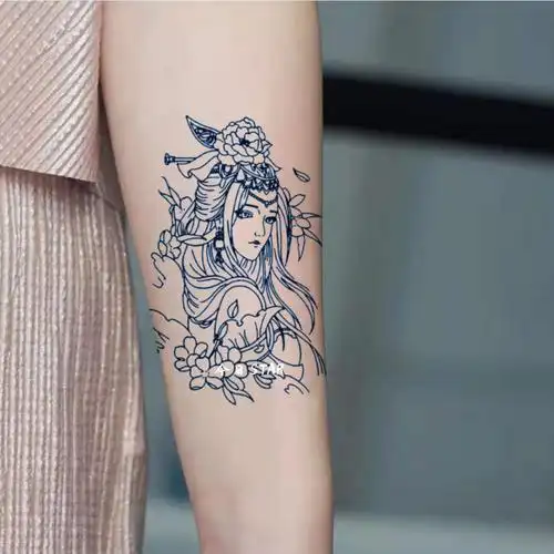 虞姬网红草本纹身防水男女持久仿真花臂艺伎身体彩妆