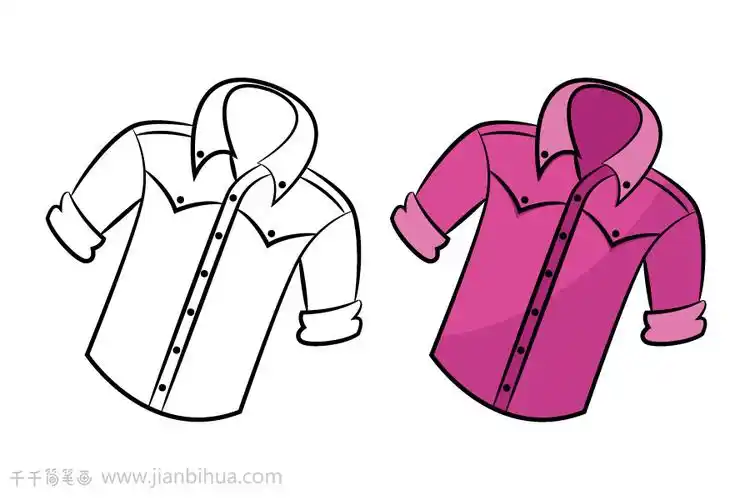粉色衬衫涂色画简笔画格子衬衫涂色画简笔画图片长袖衬衫简笔画画法