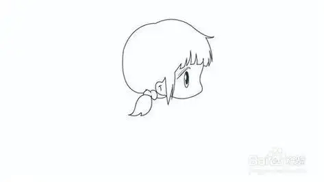 小女孩侧身注视简笔画