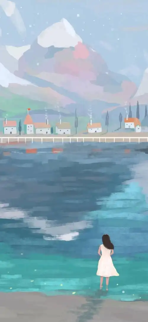 有意境的小清新手机壁纸插画图片