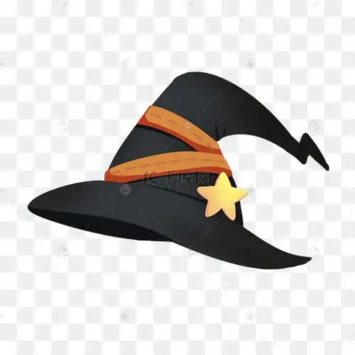 帽子巫女帽法师帽黑色魔法帽免扣素材图片
