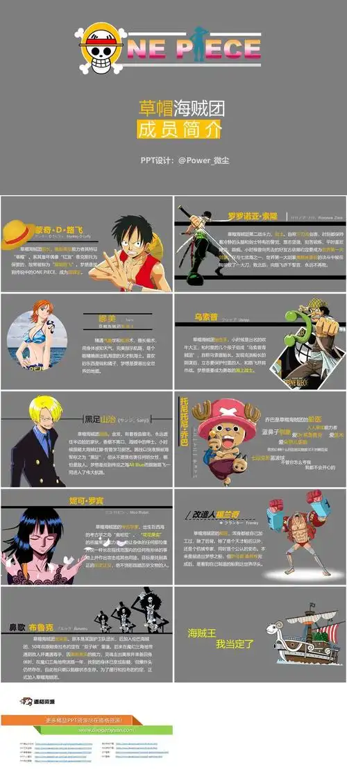 海贼王主要人物介绍ppt-卡通模板-道格资源