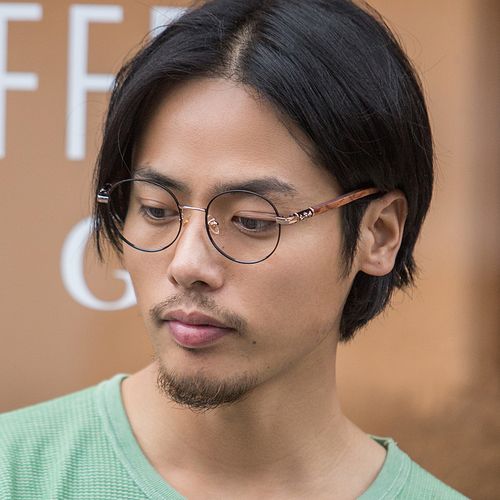 眼镜架复古圆框木质超轻男潮文艺圆脸大框蓝光眼镜架