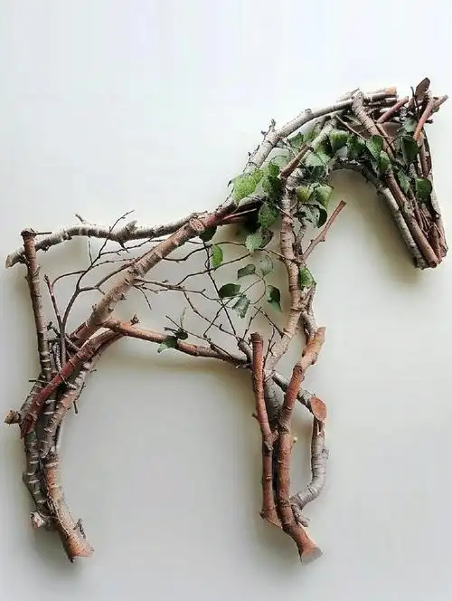 90自然拼图——树枝动物造型#手工