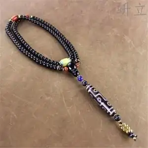 复古椰蒂搭配九眼天珠玛瑙桶珠吊坠项链男女款挂件挂饰挂坠项坠毛