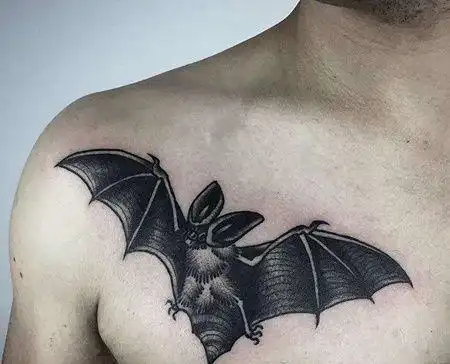 old school前胸蝙蝠纹身图案