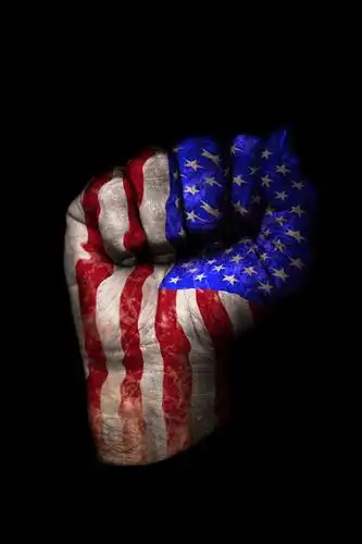 手,拳,无人,竖图,室内,特写,白天,正面,旗帜,国旗,黑色背景,一个,手部